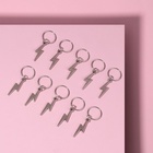 Пирсинг для волос «Молния», 3.1×1 см, 10 шт., серебристый - Фото 2