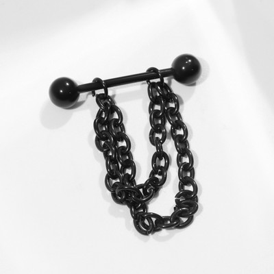 Пирсинг для груди «Штанга» с цепочками, цвет чёрный