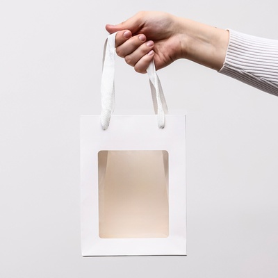 Пакет подарочный, с окном, 20×15×10 см, белый