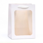 Пакет подарочный, с окном, 25×18×13 см, белый - Фото 2