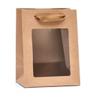 Пакет подарочный, с окном, 20×15×10 см, крафт - Фото 2