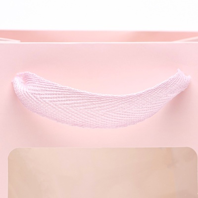 Пакет подарочный, с окном, 20×15×10 см, розовый