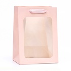 Пакет подарочный, с окном, 25×18×13 см, розовый - Фото 2