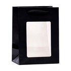 Пакет подарочный, с окном, 20×15×10 см, чёрный - Фото 2