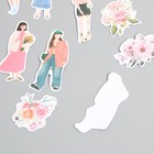 Наклейки для творчества "Девушки и цветы. Розовое настроение" 4х8 см н-р 40 шт 0,5х12х8 см - Фото 3