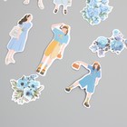 Наклейки для творчества "Девушки и цветы. Голубое настроение" 4х8 см н-р 40 шт 0,5х12х8 см - Фото 2