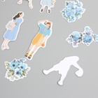 Наклейки для творчества "Девушки и цветы. Голубое настроение" 4х8 см н-р 40 шт 0,5х12х8 см - Фото 3