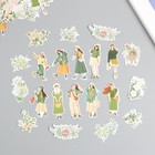 Наклейки для творчества "Девушки и цветы. Зелёное настроение" 4х8 см н-р 40 шт 0,5х12х8 см - фото 3830355