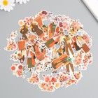 Наклейки для творчества "Девушки и цветы. Оранжевое настроение"4х8 см н-р 40 шт 0,5х12х8 см - Фото 4