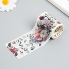 Клейкая лента бумага "Розовые цветы" ширина 5,4 см намотка 3 м 5,4х3,8х3,8 см - фото 23524717