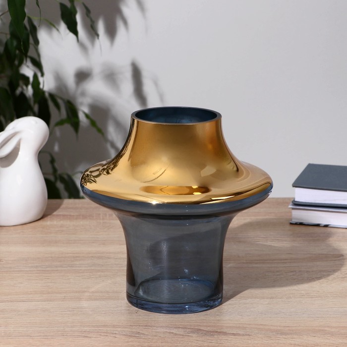 Ваза «Юпитер», орбита, h=20 см, d=9 см, стекло, голубая - Фото 1