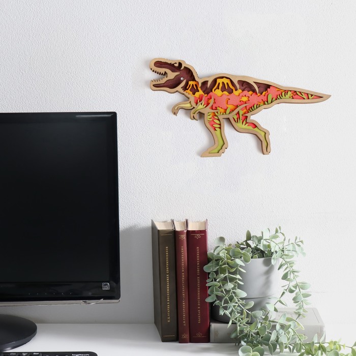 Панно настенное дерево «Тирекс. До нашей эры», декор, 25.6×14.2 см - Фото 1