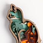 Панно интерьерное дерево "Пушистый кот. Дом у моря" 18х14 см - фото 23496575