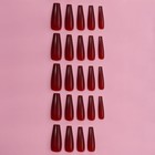 Накладные ногти, 24 шт, форма балерина, цвет бордовый - фото 8623660