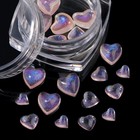 Декоративные элементы для декора «Сердца», объёмные, с блёстками, цвет полупрозрачный/розовый - фото 8464949