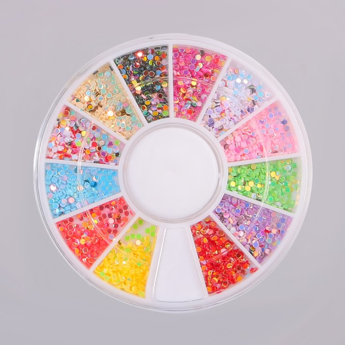 Стразы круглые для декора, 1 мм, 12 ячеек, цвет разноцветный - Фото 1