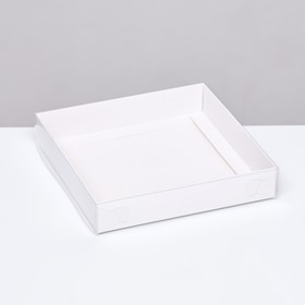 Кондитерская упаковка, белая с PVC крышкой, 16 х 16 х 3 см
