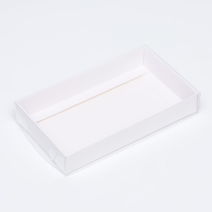 Кондитерская упаковка, белая с PVC крышкой, 18 х 10 х 3 см