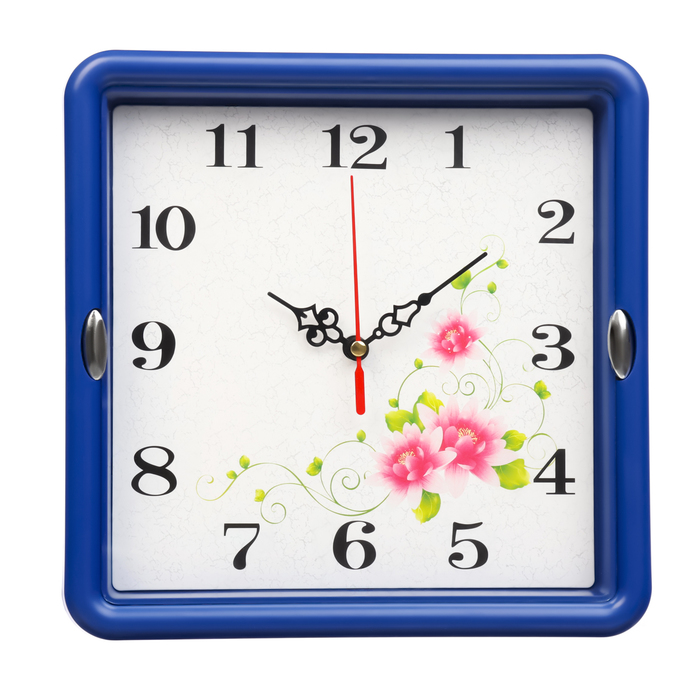 Часы настенные "Цветы", 22 х 22 см, плавный ход - Фото 1