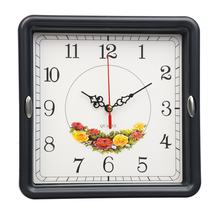 Часы настенные "Цветы", 22 х 22 см, плавный ход - Фото 1