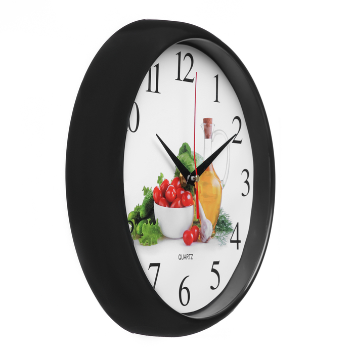 Часы настенные, серия: Кухня, "Овощи и масло", плавный ход, d-26.5 см