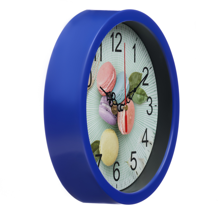 Часы настенные, серия: Кухня, "Десерт", плавный ход, d-20 см, синие