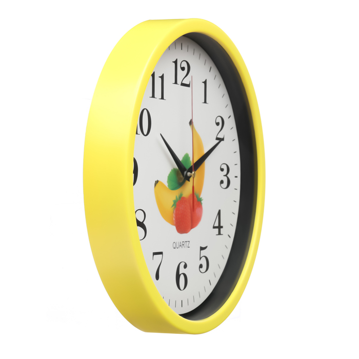 Часы настенные, серия: Кухня, "Банан и клубника", плавный ход, d-28 см