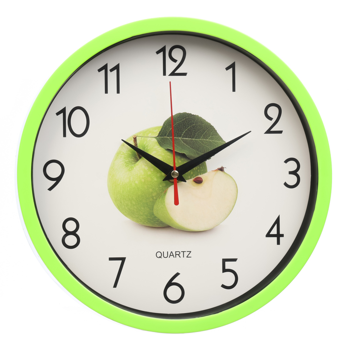 Часы настенные, серия: Кухня, "Яблоко", плавный ход, d-25 см