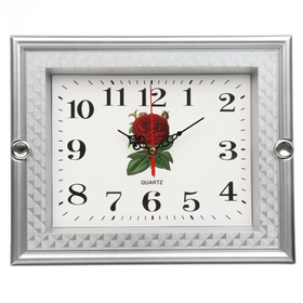 Часы настенные, серия: Интерьер, "Роза", плавный ход, 22.5 х 27.5 см, серебро