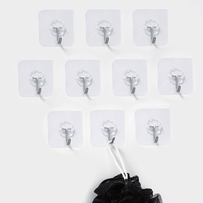 Набор самоклеящихся крючков, 10 шт., размер 5.6×5.6 см