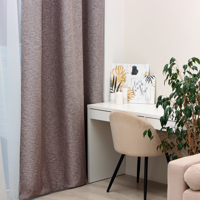 Штора портьерная Этель Natural 250*265 см, цв.серый, рогожка/блэкаут, пл. 275 г/м2 - Фото 1