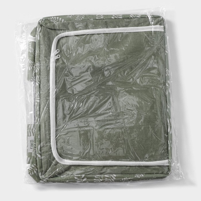 Кофр для хранения вещей Доляна Leaves, 50×40×33 см, 66 литра, цвет зелёный