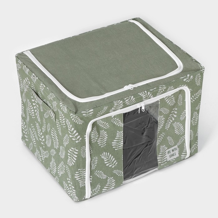 Кофр для хранения вещей Доляна Leaves, 50×40×33 см, 66 литра, цвет зелёный
