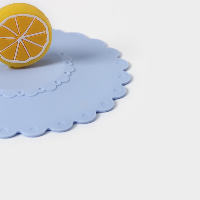 Крышка-непроливайка силиконовая Доляна «Лимон», d=11 см, цвет голубой - фото 1906538895
