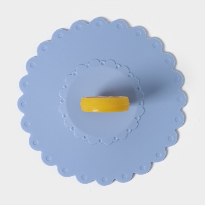 Крышка-непроливайка силиконовая Доляна «Лимон», d=11 см, цвет голубой - фото 1906538896