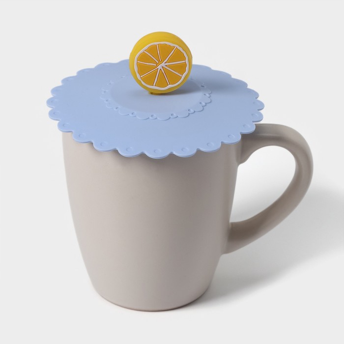 Крышка-непроливайка "Лимон" 11 см,  цвет  васильковый