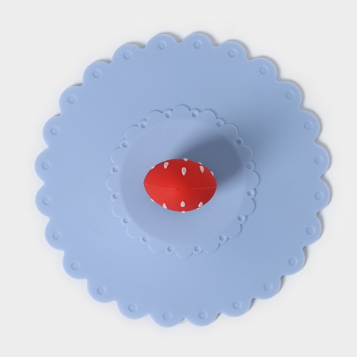 Крышка-непроливайка силиконовая Доляна «Клубничка», d=11 см, цвет голубой - фото 1884455147