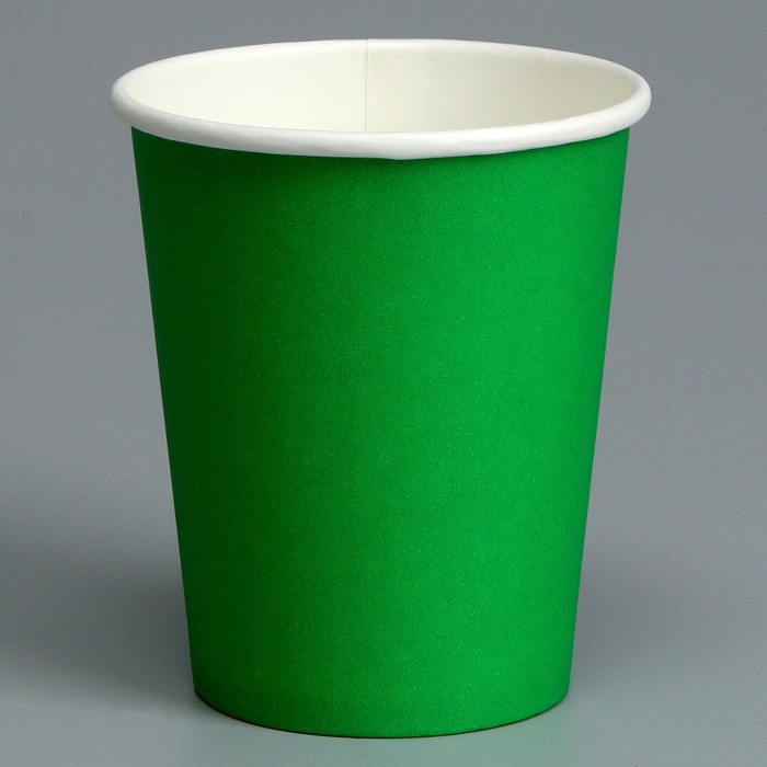 Стакан бумажный, однотонный, цвет зеленый, 250 мл, 50 шт