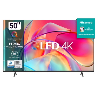 Телевизор Hisense 50E7KQ, 50", 3840×2160, DVB-T2/C/S2, HDMI 3, USB 2, Smart TV, чёрный