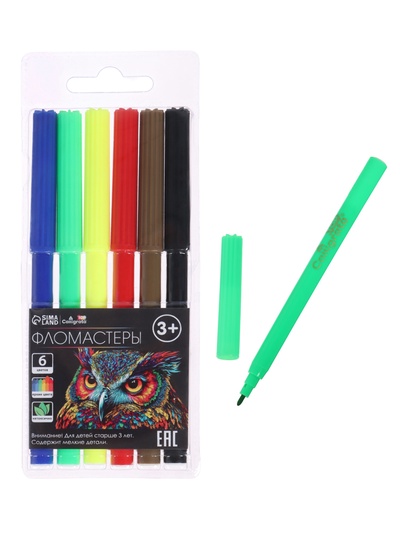 Фломастеры 6 цветов, Calligrata TOP, в блистере