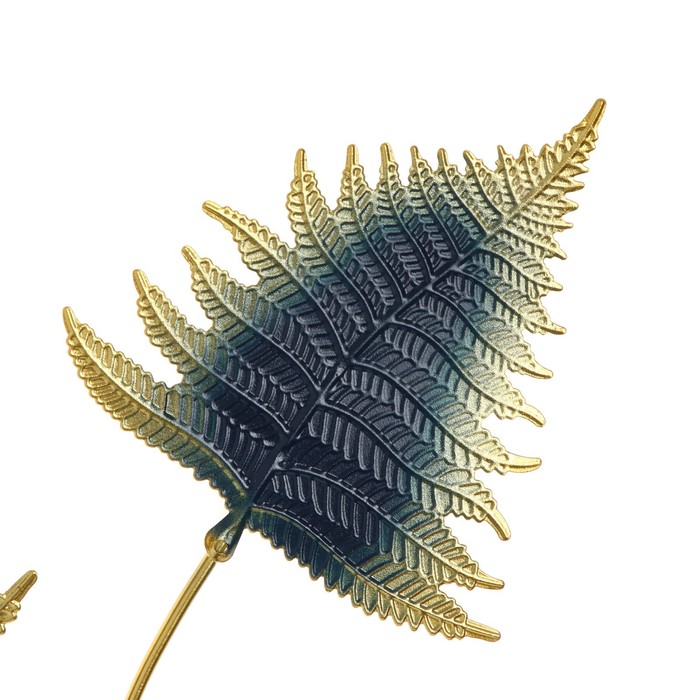Панно интерьерное металл "Листья папоротника" сине-золотые 1х39,5х60 см