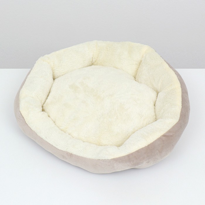 Лежанка для животных "Кувшинка", 45 см, серо-белая