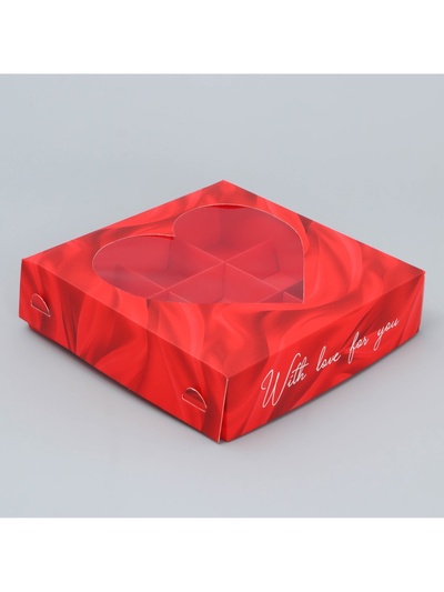 Коробка для конфет, кондитерская упаковка, 9 ячеек, «Любовь», 14.7×14.7×3.5 см