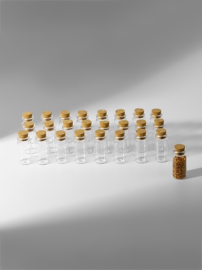 Набор баночек для хранения бисера, d=2×4 см, 25 шт., в контейнере, 11×11×5 см