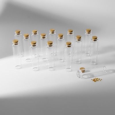 Набор баночек для хранения бисера, d=2.2×8 см, 15 шт., в контейнере, 11.8×7.8×8.6 см