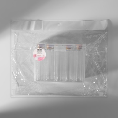 Набор баночек для хранения бисера, d=2.2×8 см, 15 шт., в контейнере, 11.8×7.8×8.6 см