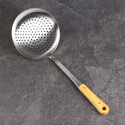 Шумовка для казана Шафран, 45 см, диаметр 18.5 см, деревянная ручка, металл