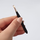 Пинцет прямой, узкий, 9 см, цвет чёрный/золотистый - Фото 6