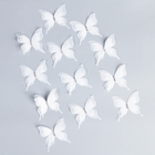 Декор для творчества «Бабочка», трёхслойный, набор 12 шт., размер 1 шт. — 5 × 4,5 см, цвет белый - Фото 2