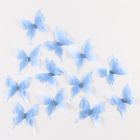 Декор для творчества «Бабочка», трёхслойный, набор 12 шт., размер 1 шт. — 5 × 4,5 см, цвет голубой - фото 11109282